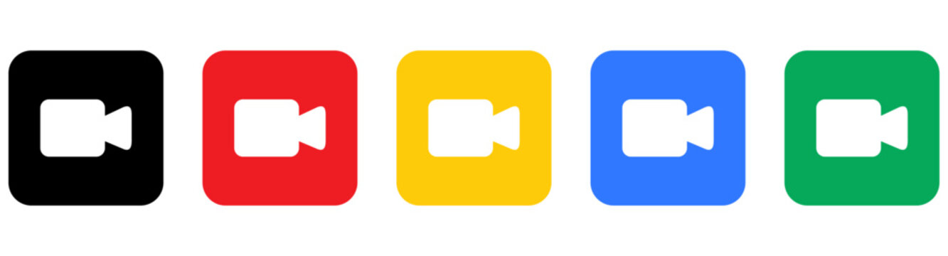Video camera icon set streaming facetime video call symbols vector collection.