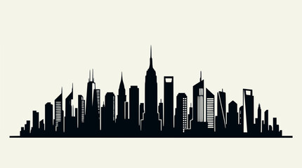 Obraz premium Modern City Skyline Silhouette - Urban Landscape Vector