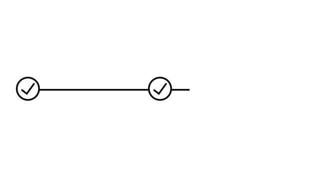 Step process with check mark icon.Tick mark icon animation on white background.Step-by-step guide: business steps.
