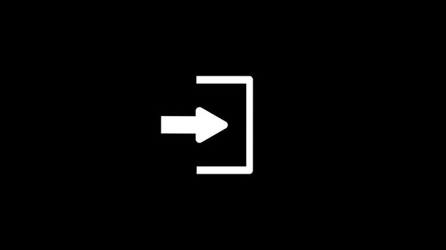 Log in icon arrow moving animation.Dynamic animated icon on black background,motion graphic animation.