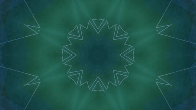 Emerald Green Geometric Mandala Kaleidoscope Loop Background