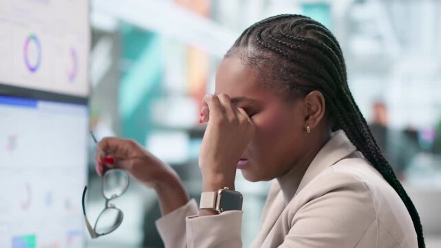 Tired Person Rubbing Dry Eye After Long Hours