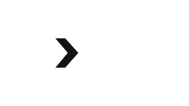 Animated arrow direction sign on transparent background with alpha channel. animation