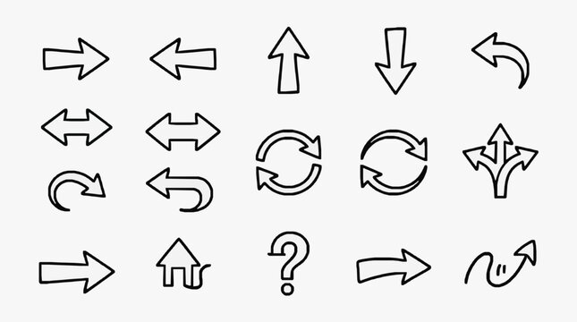 Vector directional and navigation arrow symbols collection.