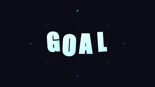 Professional business goal animation with a clean blue typography centered inside a HUD tech circle, perfect for corporate success and achievement presentations.