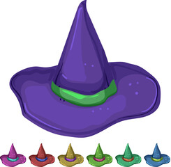 Naklejka premium sorcery wizard hat cartoon. sorcery wizard hat sign colorful illustration