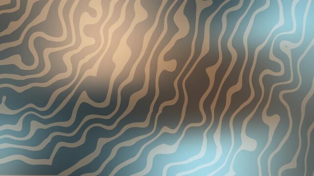 Abstract wavy lines pattern with blue and gold gradient background, flowing organic liquid texture for modern digital design, wallpaper, and web banner