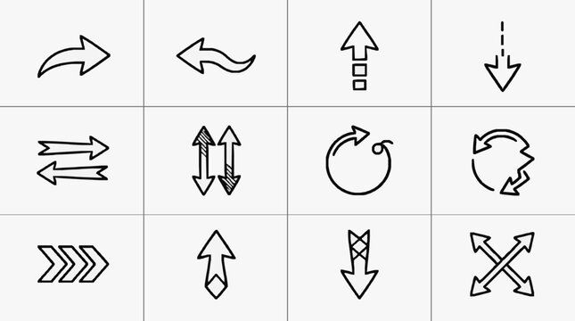 Vector Directional Arrows Set.