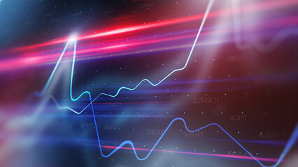Naklejka premium Stock exchange trading chart shows price changes and trends over time