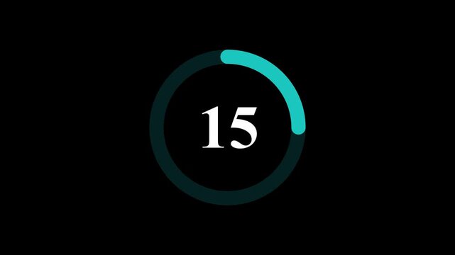 Countdown timer from 20 to 0 seconds real time. Animated number 20 countdown graphic on black background with modern minimalist design.
