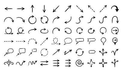 Doodle directional arrow vector collection hand sketched pointer symbols © MD