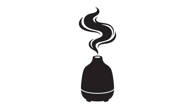 Essential oil diffuser with rising vapor black silhouette
