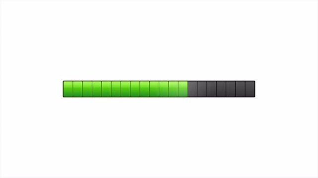 Progress Indicator Showing Software Installation Success with Segmented Green Loading Bar Status on Clean White Background 4k video