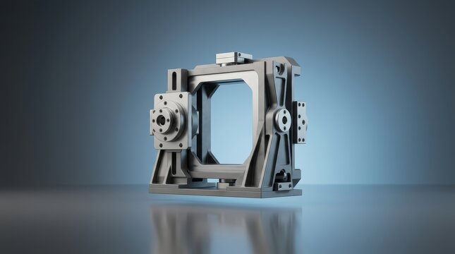Structural alignment system 3D render, precision calibration assembly, industrial alignment fixture, CNC positioning system, mechanical datum frame, engineering hardware