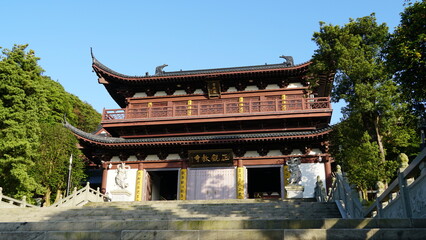 Fototapeta premium The Cradle of Meditation: The Historic Zhengguan Temple in Lanxi, An Iconic Spiritual Landmark in Zhejiang, China