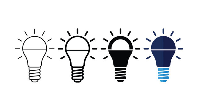 Light bulb icon. LED lamp symbol. Energy saving sign. Lighting pictogram for electricity, illumination, power and home interior design.

