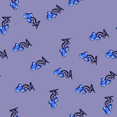 Naklejka premium seamless pattern Fantasy magic tree illustration featuring a wondrous, whimsical organic shape with blue foliage and a curving trunk, creating a dreamy and playful natural element