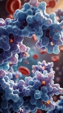 Insulin hormone molecule floats bloodstream shown 3d medical concept illustration diabetes treatment research better health understanding disease control