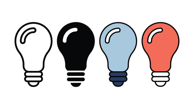 LED bulb icon. Colored lamp symbol. Electric lighting sign. Energy saving pictogram for power, illumination, technology and home light design.
