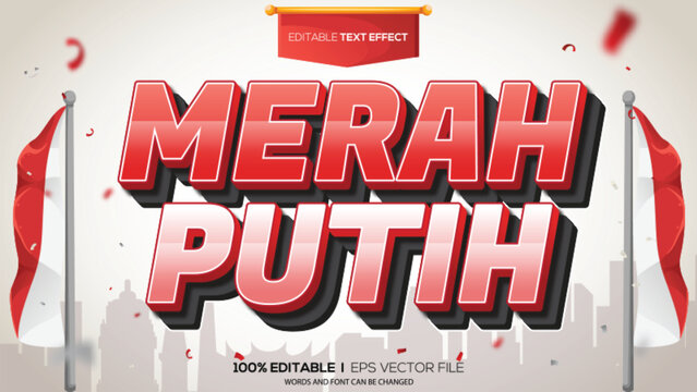 3D text effect Indonesian independence theme
