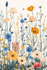 Naklejka premium Vibrant Wildflower Field