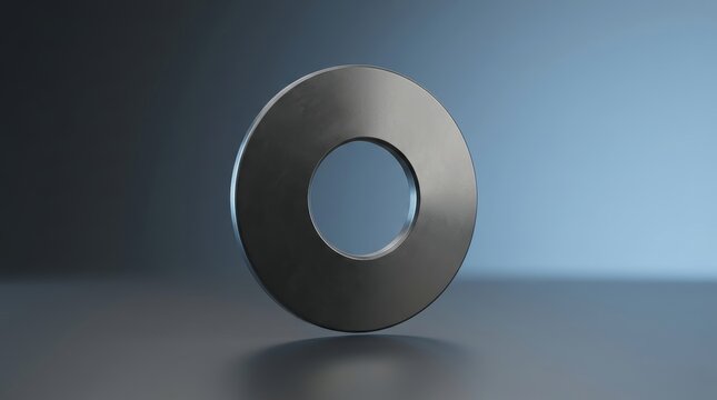 Belleville washer 3D render, disc spring washer, conical spring fastener, industrial preload washer, aerospace spring disc, high load spring steel washer assembly