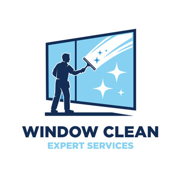 Illustration of Window Cleaning Logo Design Vector Illustration