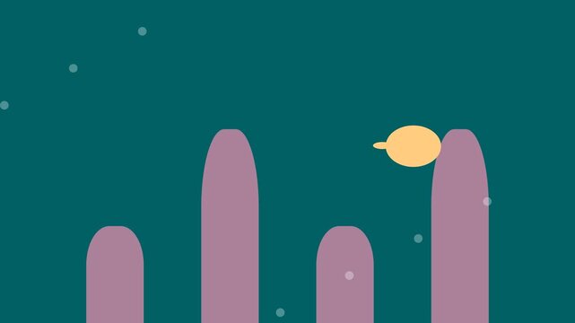 Minimalist 2D Arcade Game Character Navigating Through Vertical Obstacles.