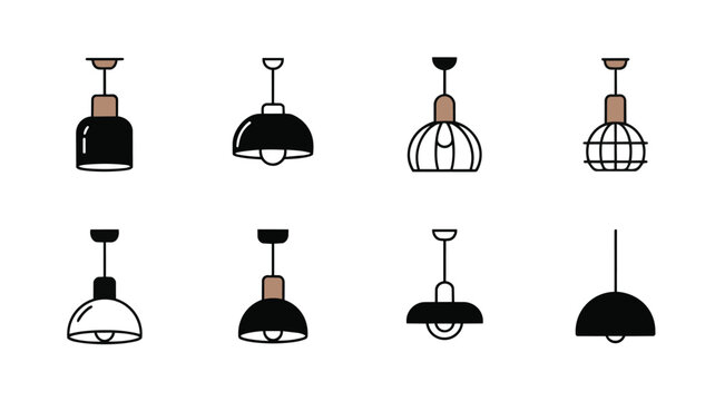 modern hanging ceiling lamp icons Vector