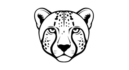 Detailed cheetah head line art illustration © herdi