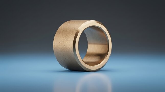 Sleeve bushing 3D render, industrial cylindrical bearing sleeve, low friction shaft bushing, self lubricating sleeve bearing, precision mechanical component