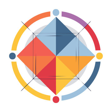 Flat color wheel vector with gradient palette