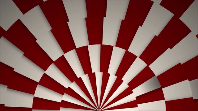 Pulsing Retro Sunburst Background with Concentric Red and White Radial Segments 4k video