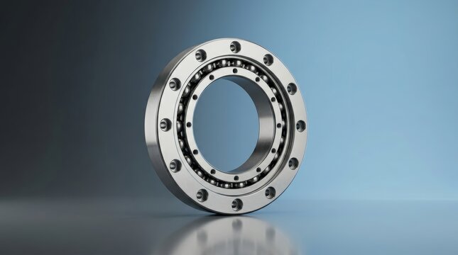 Industrial rotary table bearing 3D render, precision indexing bearing, high rigidity CNC rotary table assembly, ultra accurate positioning bearing system