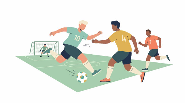 Dynamic soccer players compete in football world cup 2026 match illustration