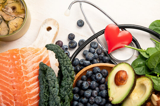 Healthy food for heart. Heart-healthy diet products.
