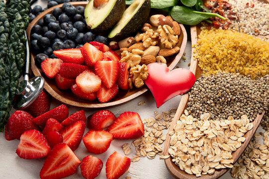 Healthy food for heart. Heart-healthy diet products.