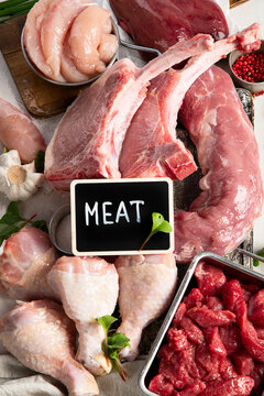 Composition with a variety of meat products.