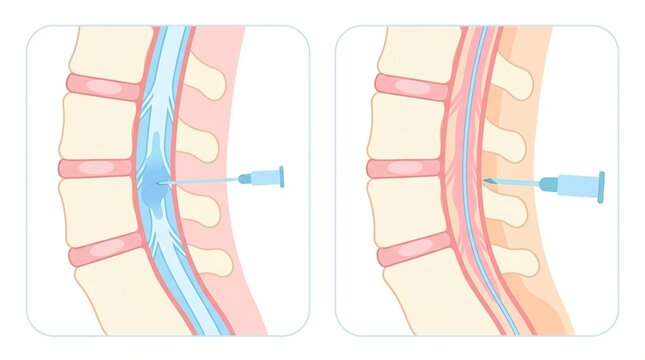 Two spinal anesthesia techniques for childbirth preparation. It highlights the procedures used in labor scenarios.