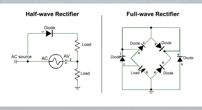 Half wave and full wave rectifier circuits