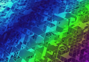 Obraz premium Abstract geometric pattern with colorful triangles and polygons in a gradient