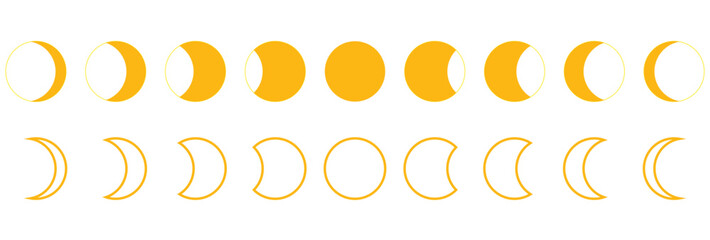 Moon phases vector isolated on transparent background. © DesignWithHeart