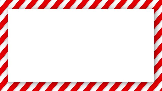 Animated border with red and white stripes framing a blank white space for text or image on clean background.