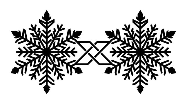 Intricate black snowflake pair with geometric center design