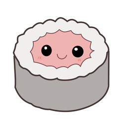 Cute Sushi Roll Vector Illustration. Kawaii Japanese Maki Sushi Cartoon Character © Ruang