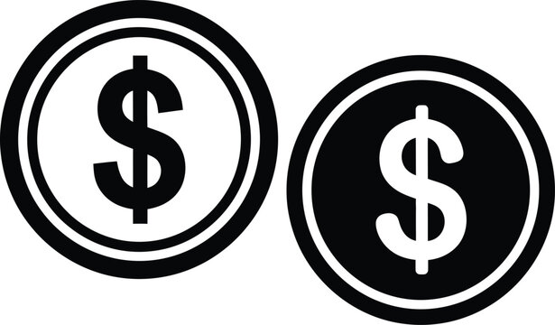 Silhouette of two dollar coins with dollar sign
