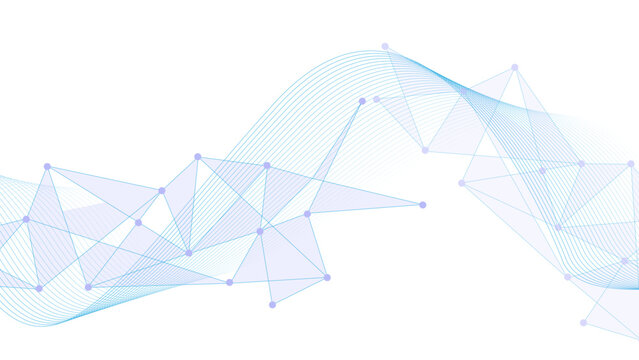 Technology abstract lines and dots connection background. origami paper plane