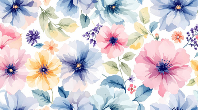 Elegant Floral Watercolor Background Pattern Inspired By Spring Gardens