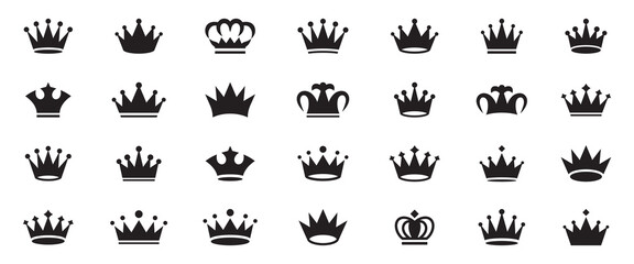 Crown icon set. Crown sign collection. Princess crown icon set. Crown king mega icons. Crown icon set. Royal crown symbol collection. Crown icon. Vector illustration. EPS 10 © Oliver Vandenberg