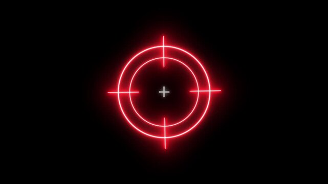 Neon red digital target reticle overlay for gaming and hud interface crosshair